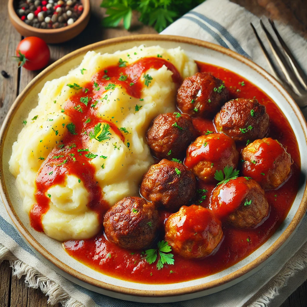 Recept za ćufte u paradajz sosu sa pire krompirom